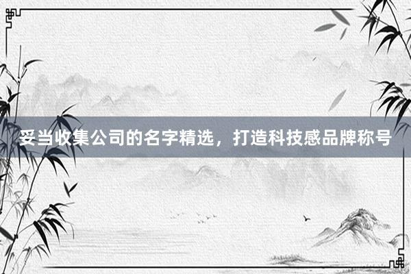 妥当收集公司的名字精选，打造科技感品牌称号